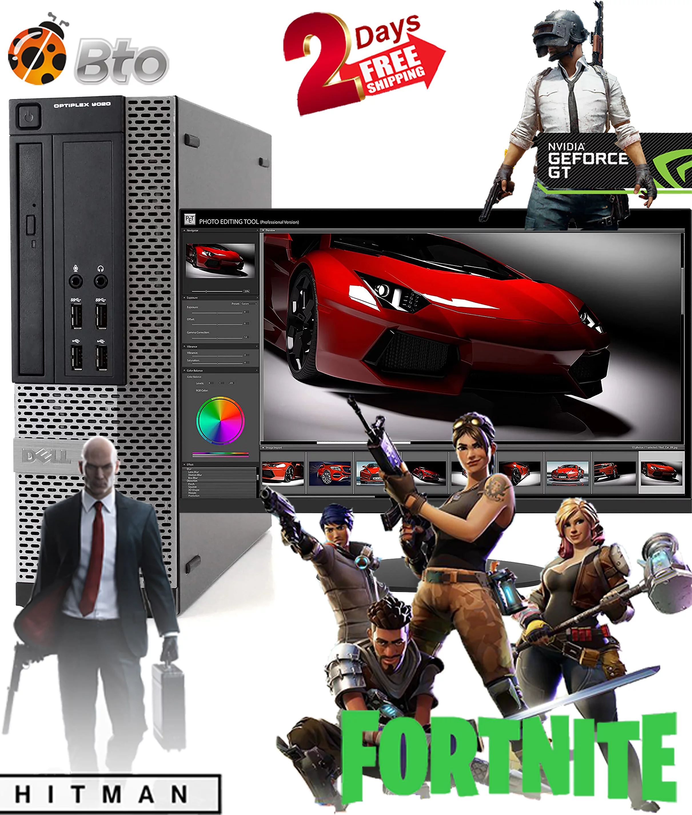 Restored Gaming Dell Desktop SFF Computer PC Intel Core i54th Gen. Processor 16GB Ram, 500GB HDD, Nvidia GT 1030 DDR5, 19" LCD, Bto KB & Mouse, WiFi