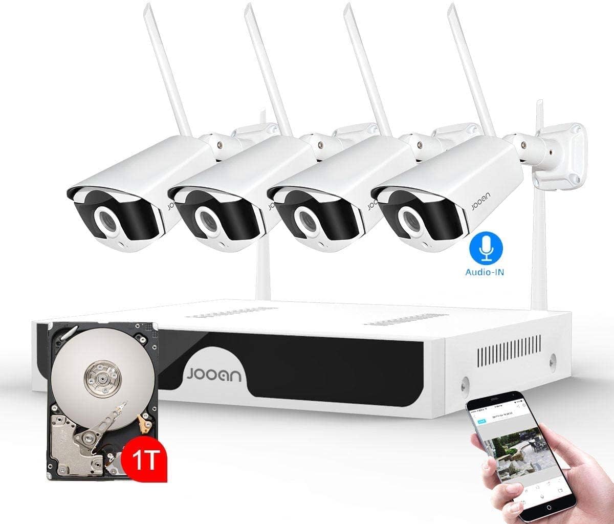 [Expandable 8CH, 2K,Audio] Wireless Security Cameras System Outdoor, 3.0MP 1296P H.265 One-Way Audio,Night Vision,Motion Detection,Remote Access