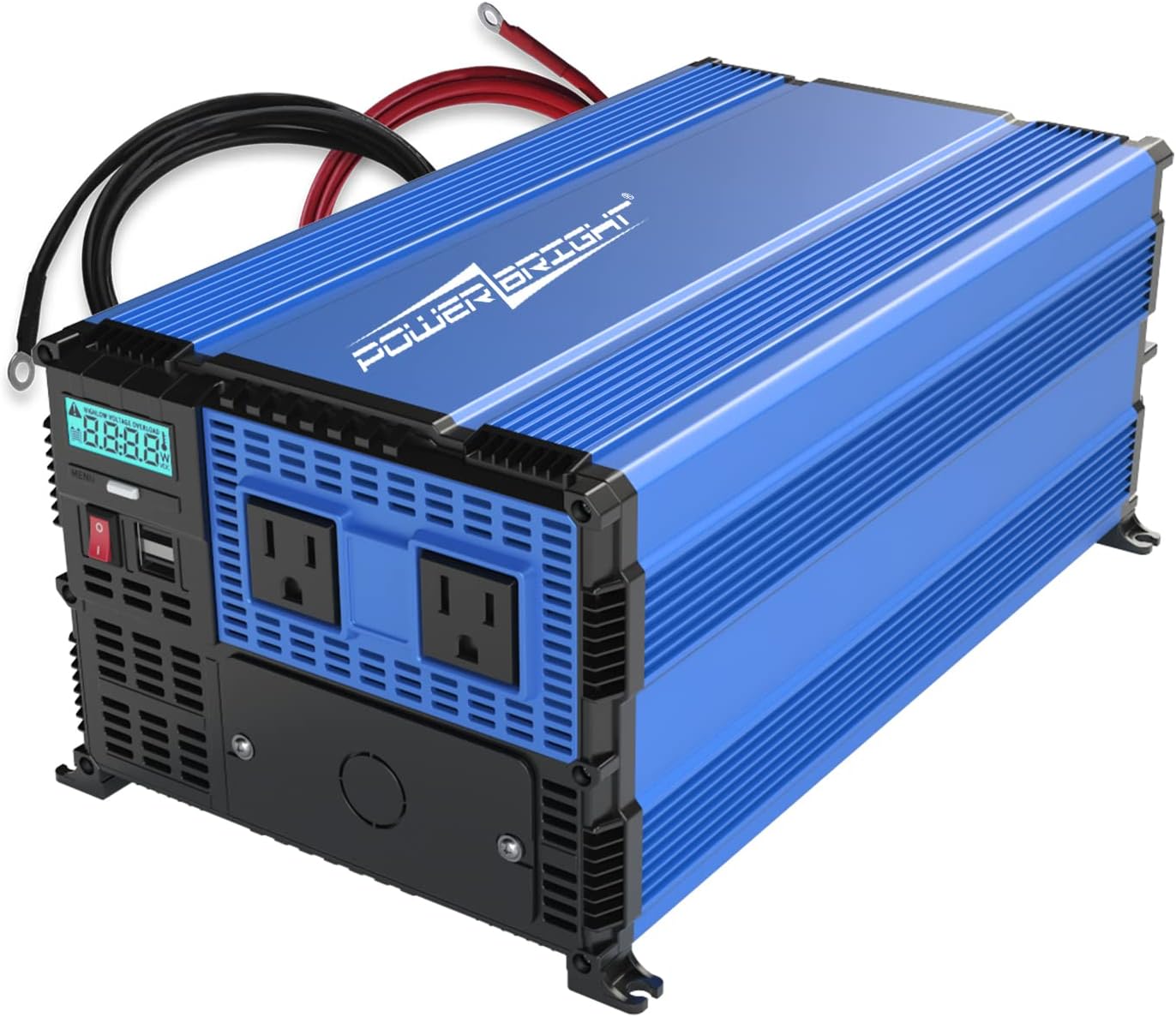 PowerBright 3000 Watts Power Inverter 12V to 110V, Modified Sine Wave Car Inverter, Dual 110 Volt AC Outlets, Hardwire Kit