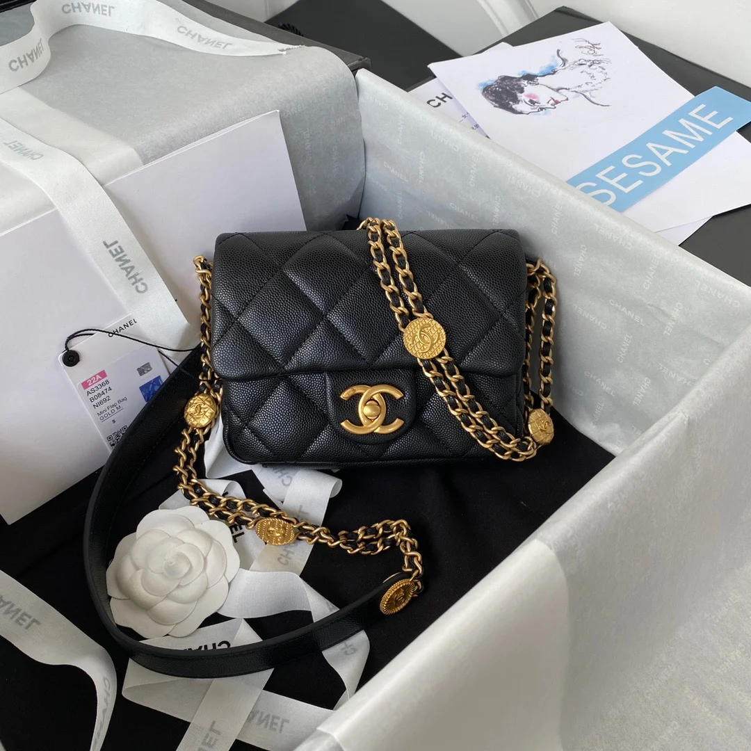 Chanel Mini Flap Bag With Top Handle Gold Hardware Black For Women, Women&rsquo;s Handbags, Shoulder Bags 7.9in/20cm AS2431