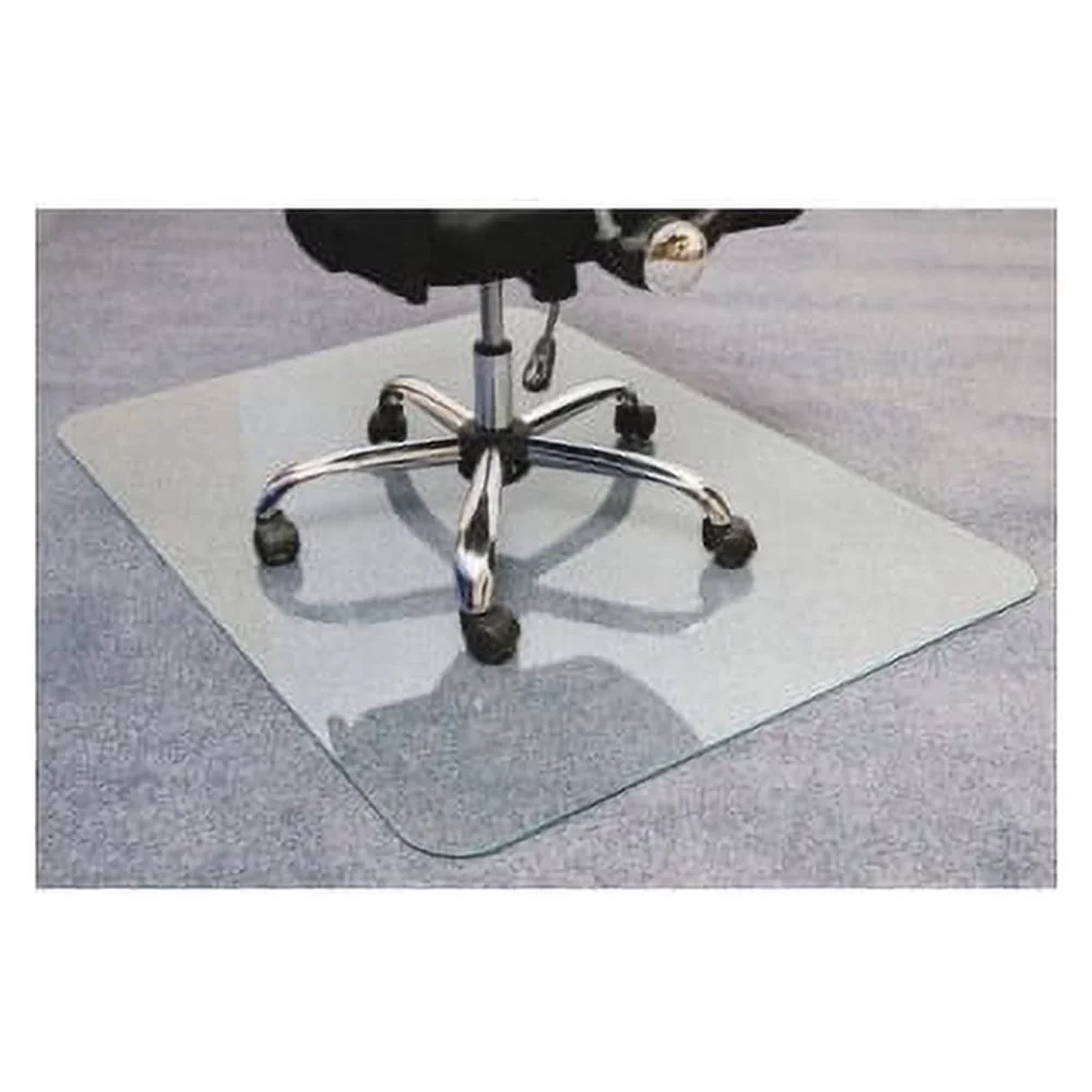 Floortex Glaciermat Glass Chairmat Home, Office, Hard Floor, Pile Carpet - 60" Length x 48" Width - Rectangle - Glass - Clear
