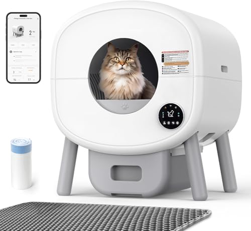 Self Cleaning Litter Box: Extra Large Automatic Litter Box Self Cleaning for Multiple Cats, Odor-Free, App-Controlled, Ambient Light Waste Disposal