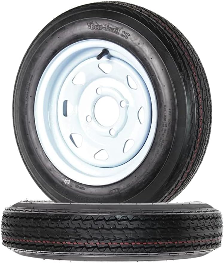 Pair Of 4.80x12 Trailer Tires and Wheels,Trailer Tires With 6PR Load Range,4 Lug 4.5” Tires For Travel/Cargo Trailer - 2 Pcs
