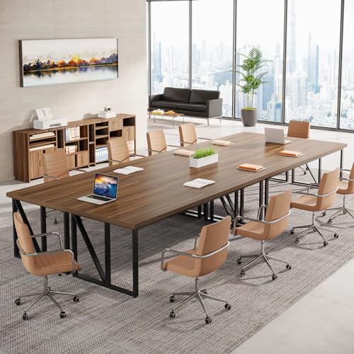 Tribesigns 13FT Conference Room Table: Large Rectangular Meeting Seminar Table for 12-16 People, Wood Long Training Table with Heavy-Duty Frame