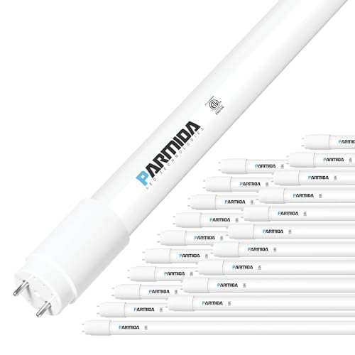 PARMIDA 20-Pack 4FT LED T8 Hybrid Type A+B Light Tube, 24W, Plug & Play or Ballast Bypass, Single-Ended OR Double-Ended Connection, 3000lm