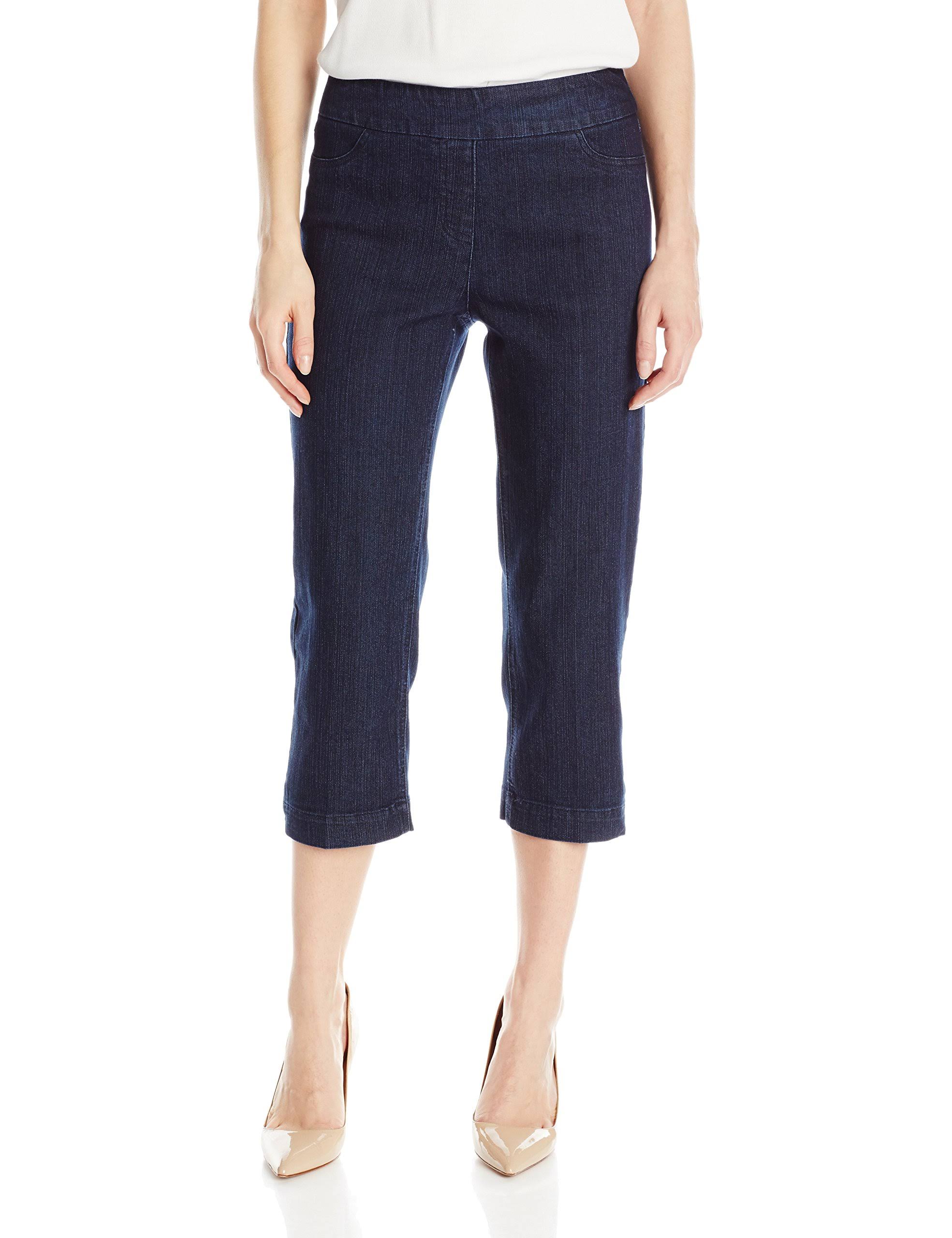 Multiples Pull-On Capri Pants, Womens, 18, Denim