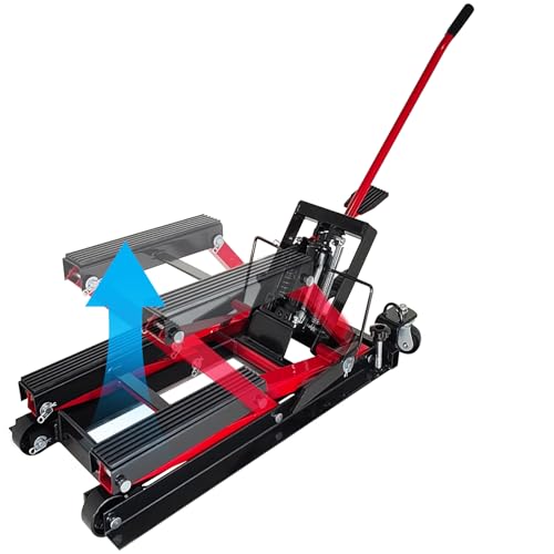 Hydraulic Motorcycle Lift Jack, GARVEE 1500 LBS Capacity Steel ATV Lift Stand Hoist with Wheels