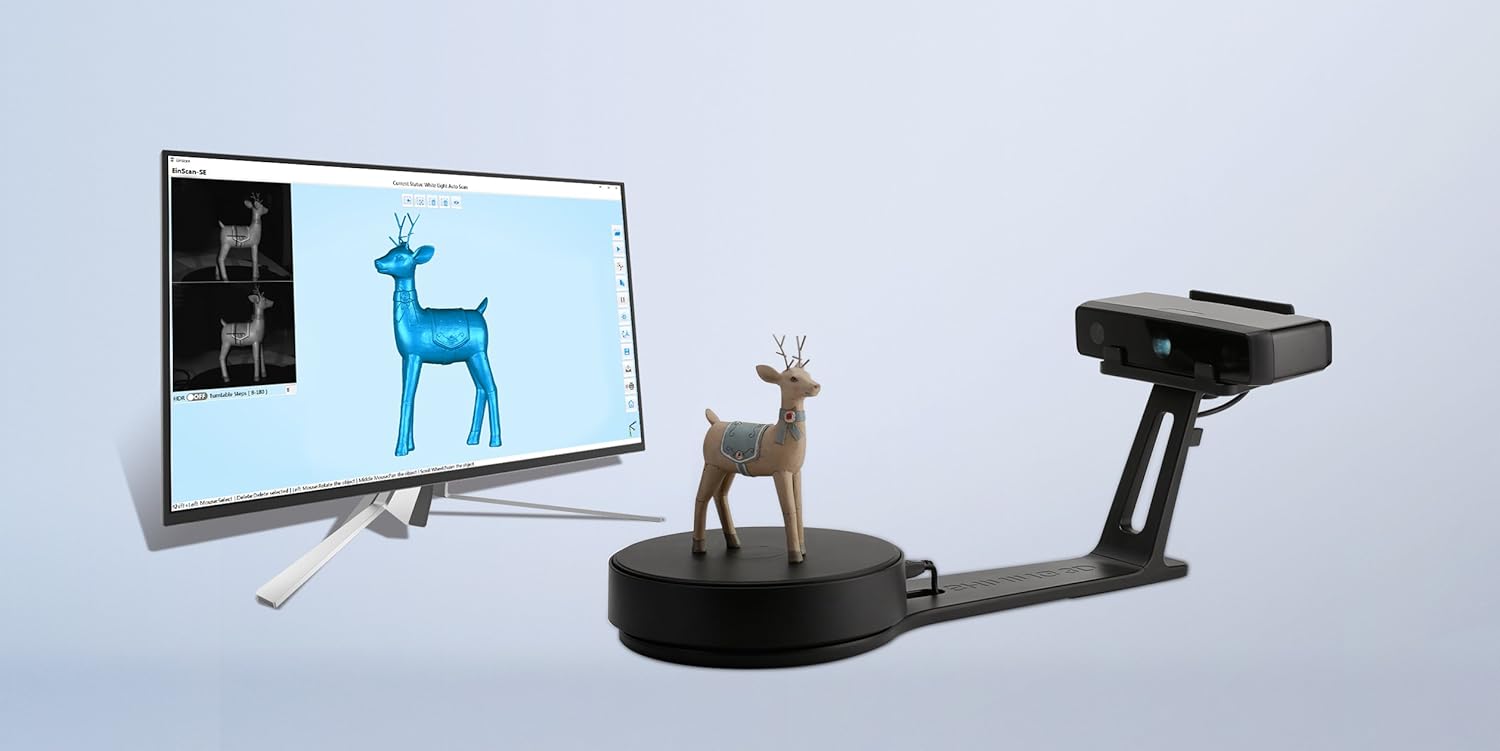 2022 EinScan SE Desktop 3D Scanner,700mm Cubic Max Scan Volume,0.1 mm Accuracy,8s Scan Speed,Fixed/Auto Scan Mode