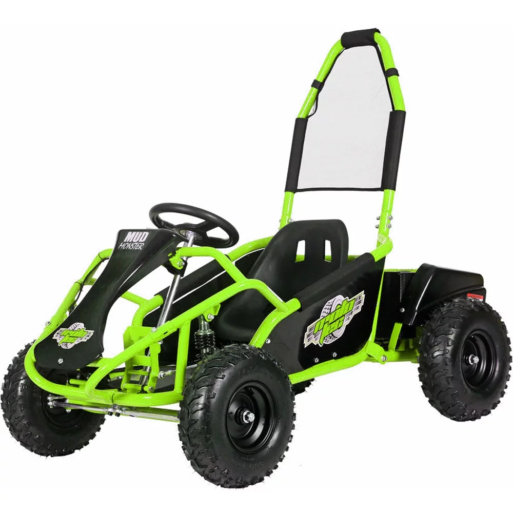 MotoTec Mud Monster Kids Electric 48V 1000w Go Kart Full Suspension, Green