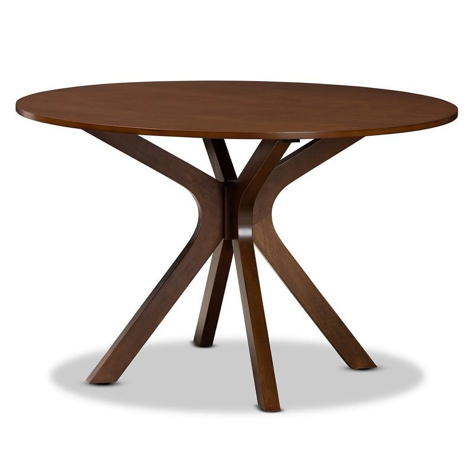 Bowery Hill Walnut Finished 48-Inch-Wide Round Wood Dining Table