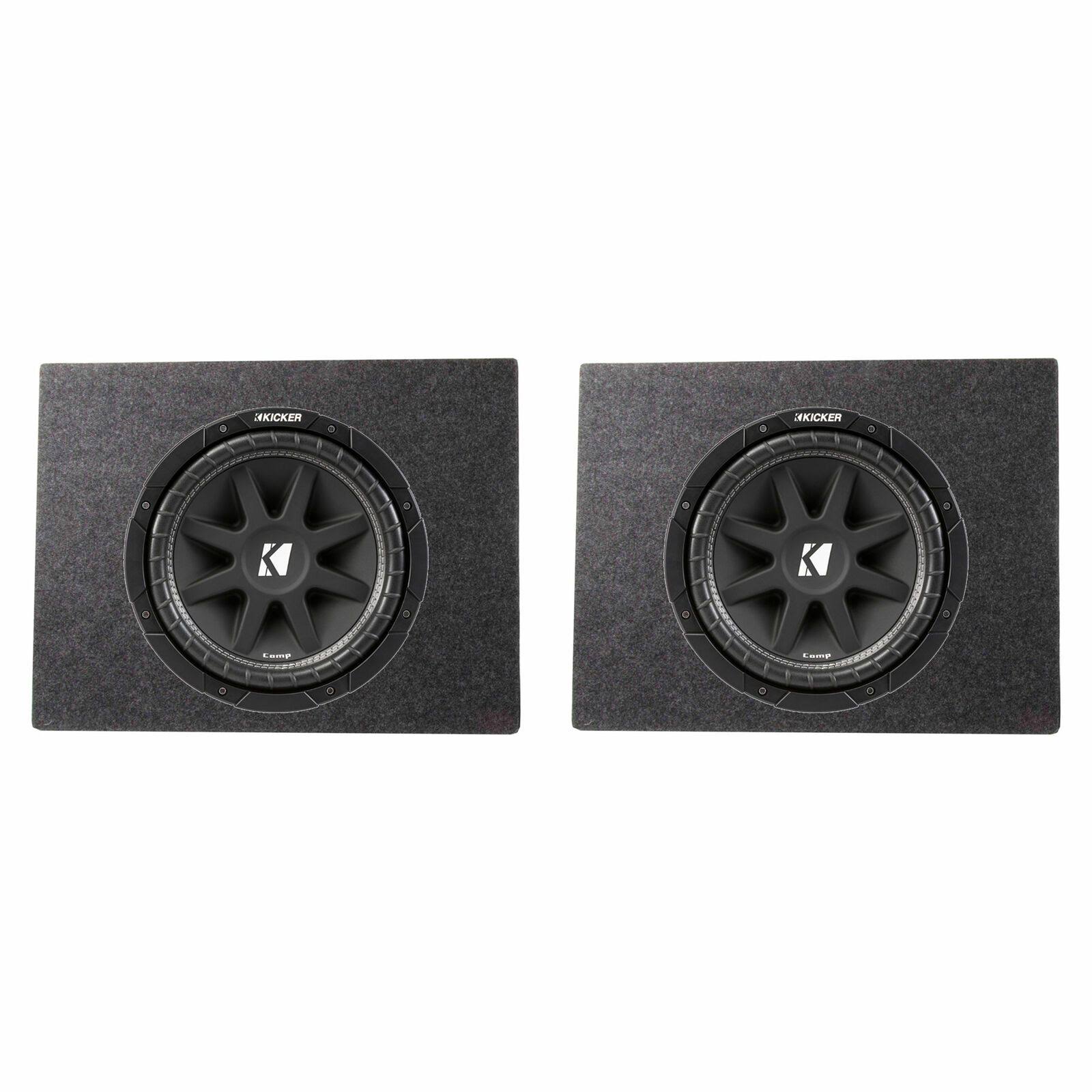 Kicker Comp 43C104 10 inch 300 Watt Subwoofer 2 Pack u0026 Box Enclosure 2 Pack