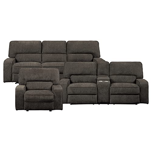 Lexicon Atherton 3-Piece Chenille Fabric Manual Reclining Living Room Sofa Set, Chocolate