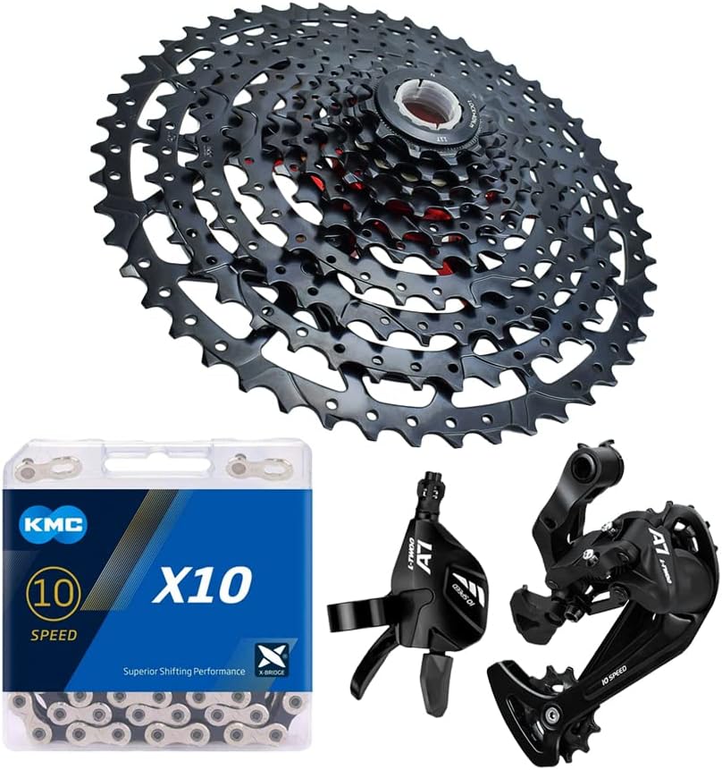 Bibike 10 Speed MTB Groupset KMC X10 Chain 10 Speed 11-50t Cassette 1x10 Speed Rear Derailleur& Shifter