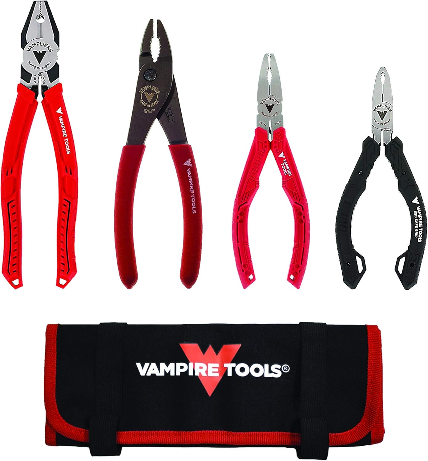 VAMPLIERS 4-Piece Screw Extractor Pliers Tool Set. High Carbon Steel. Made in Japan: 8" Linesman Combination Pliers, 7" Slip-Joint