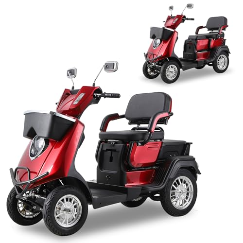 Mobility Scooters for Seniors & Adults 500lbs Capacity - Heavy Duty 4 Wheel Electric Powered Mobility Device, Double Seat Mobility Scooter for Travel