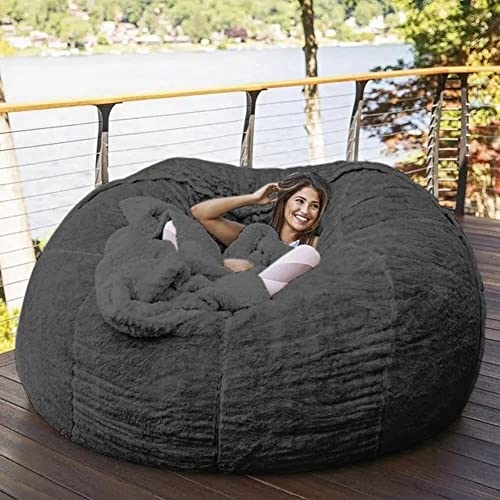 7ft Soft Fluffy Gigantic Bean Bag Giant Fur Bean Bag Chair for Adult (Cover ONLY