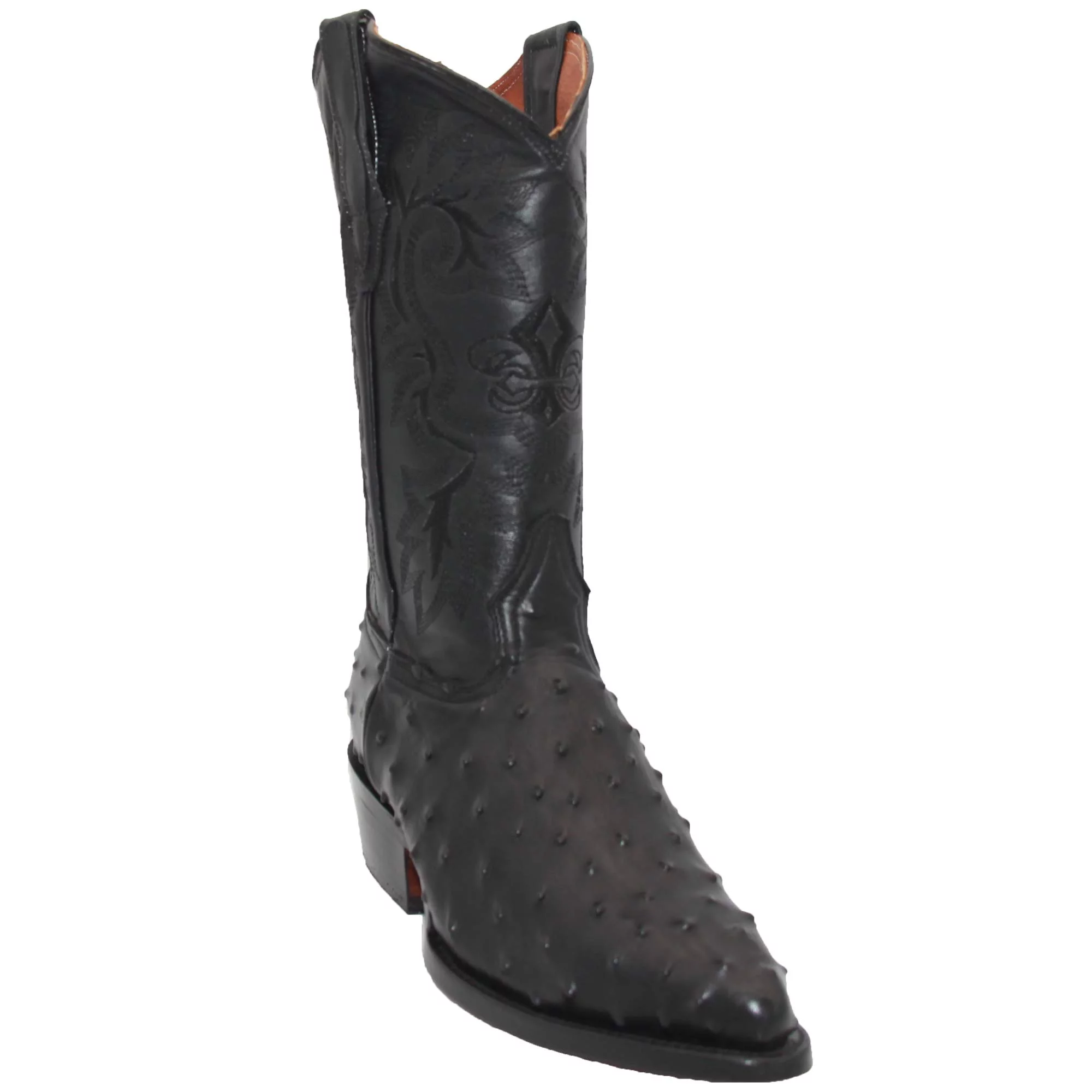 The Western Shops Men’s Leather Ostrich Quill Print Cowboy J Toe Boot