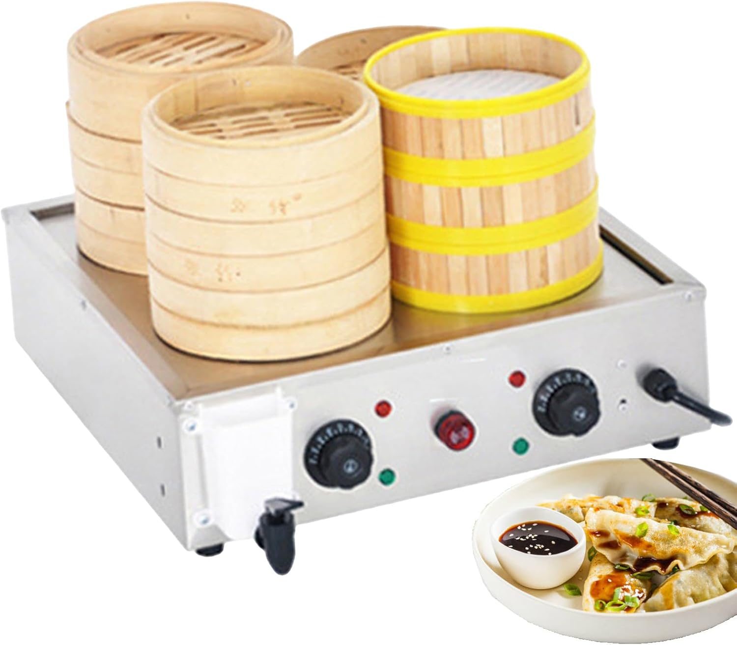 Electric Steamed Buns Machine for Commercial and Home Use/Food Warmer Steamed Bun Oven with Water Level Port & Steam Vent / 30-110℃ Temperature