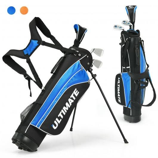 Ultimate 31x22 Portable Junior Complete Golf Club Set for Kid Age 8+ Set of 5 Blue
