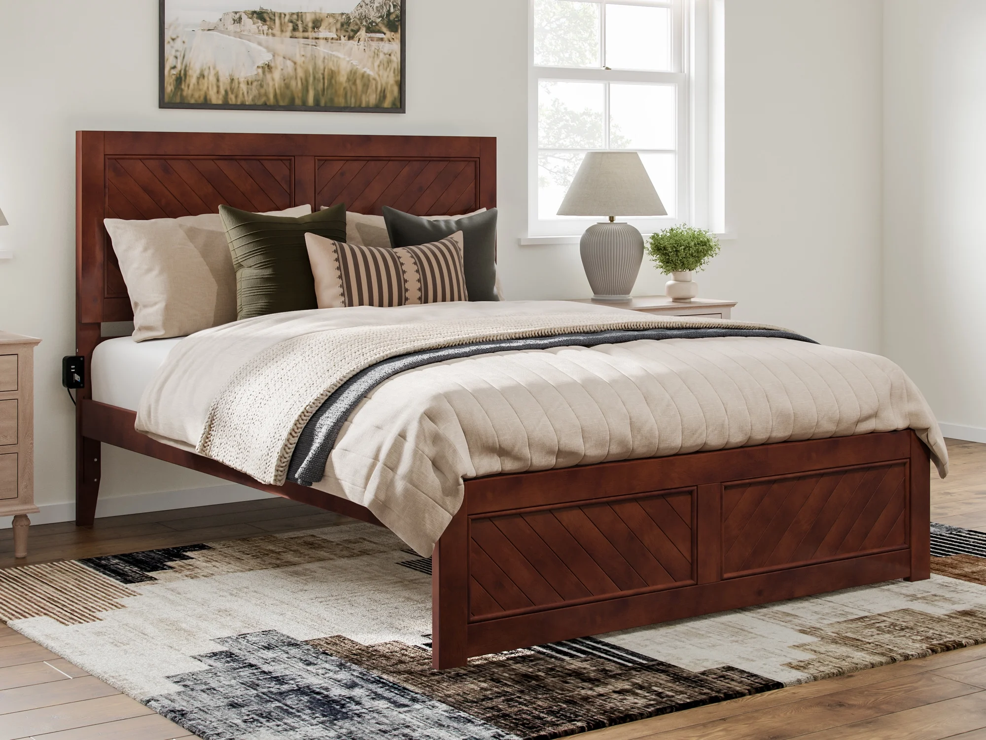 AFI Canyon Walnut Solid Wood Platform Bed with Matching Footboard, Queen