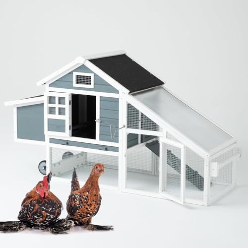 TAKUKA Outdoor Rabbit Hutch, Small Animal Wooden Chicken Coop with Nest Box