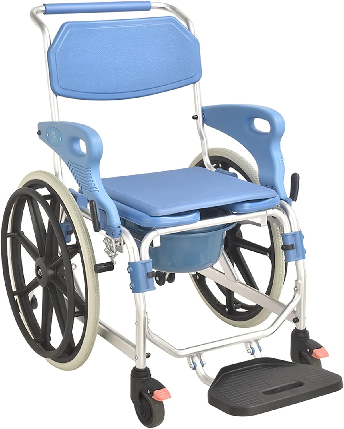 Commode Toilet Chair, Wheeled Shower Commode Toilet Chair, Bedside Commode Chair with Wheels