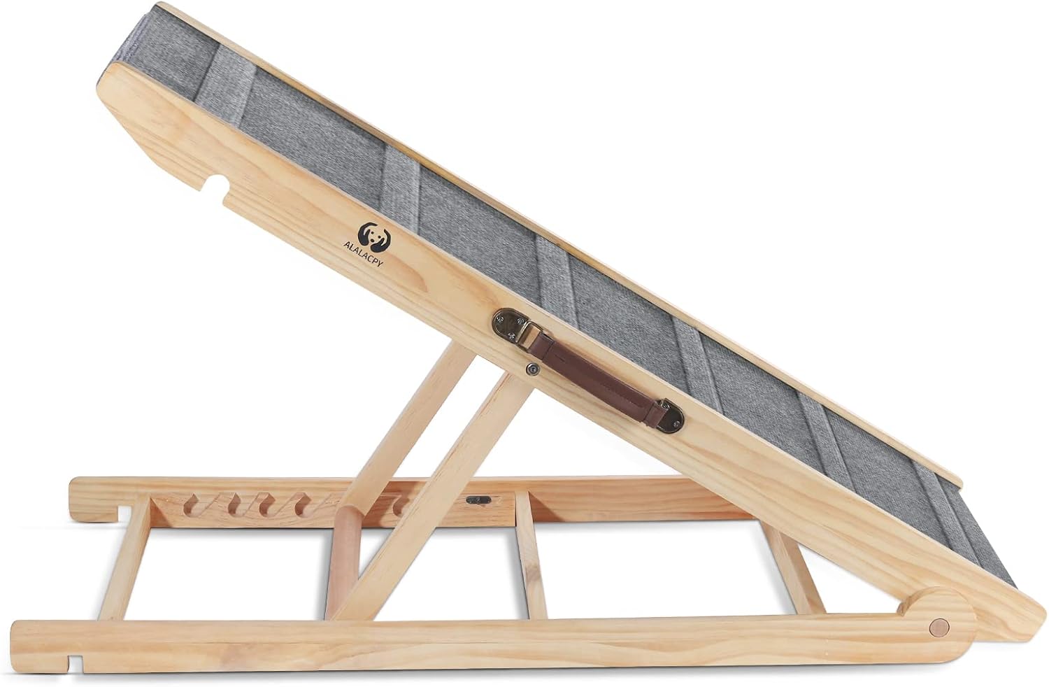 High Traction Dog Ramp, Folding Portable Wooden Pet Ramp for All Small Large Animals - 42" Long and Adjustable from 14” to 26” - Rated for 200lbs