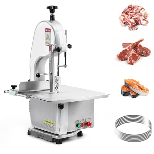 Electric Bone Saw Machine, 750W Meat Saw for Butchering, 0.39～6.7 Inches Cutting Thickness with 6 Saw Blades