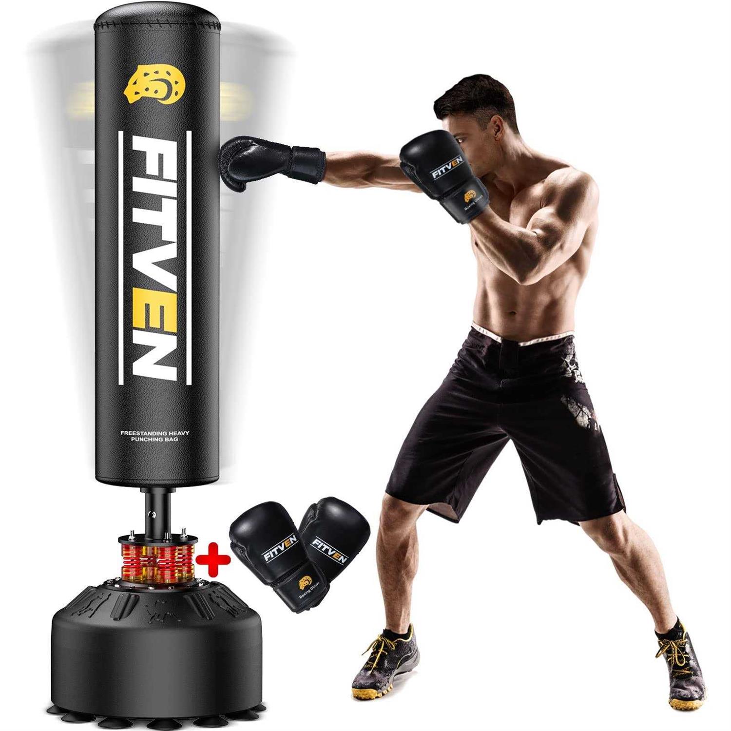 FITVEN Freestanding Punching Bag 70-205lbs with Boxing Gloves Heavy Punching Bag with Suction Cup Base for Adults - Sports Supplies Online Store