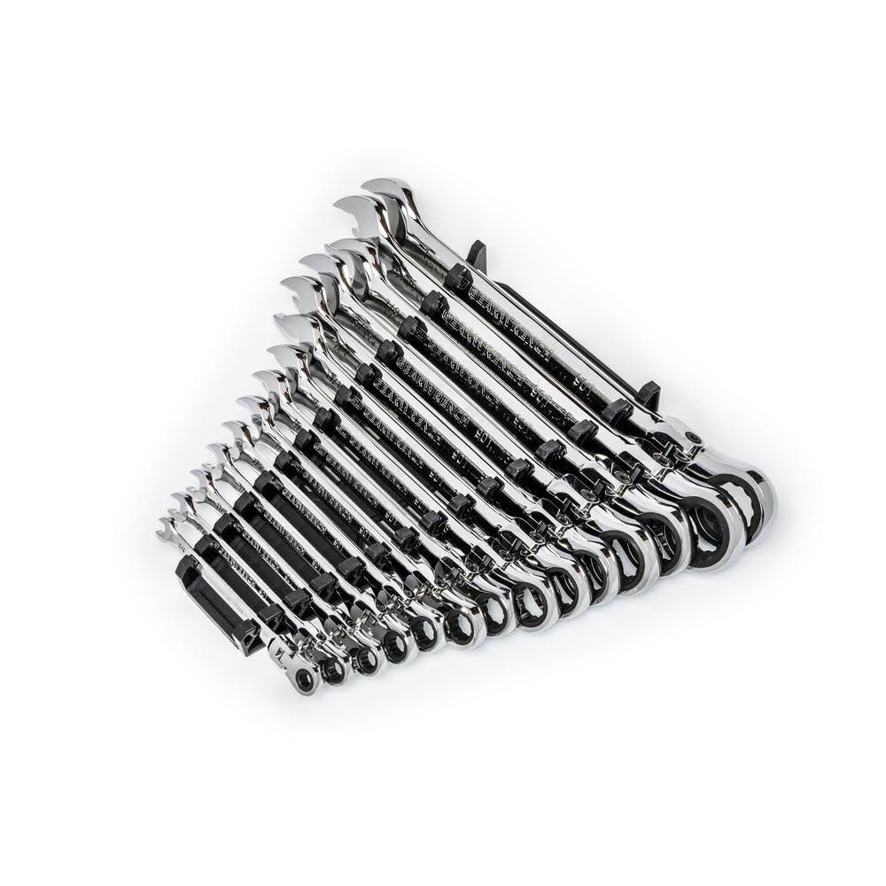 GearWrench KDT86759 90T 12 Point SAE Flex-Head Combination Ratcheting Wrench Set - 14 Piece