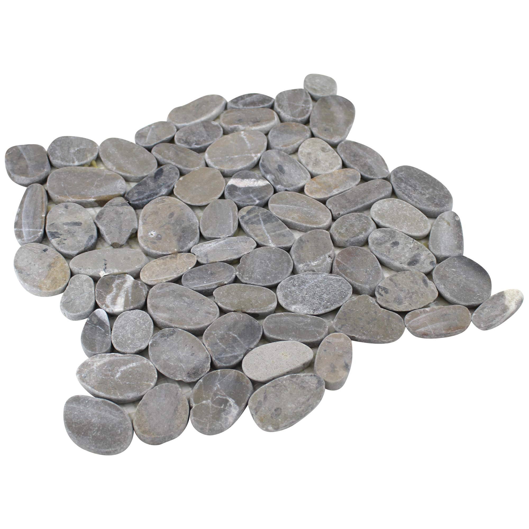 Rain Forest 12 in. x 12 in. Light Grey Honed Sliced Pebble Floor and Wall Tile (5.0 Sq. ft. / CASE)