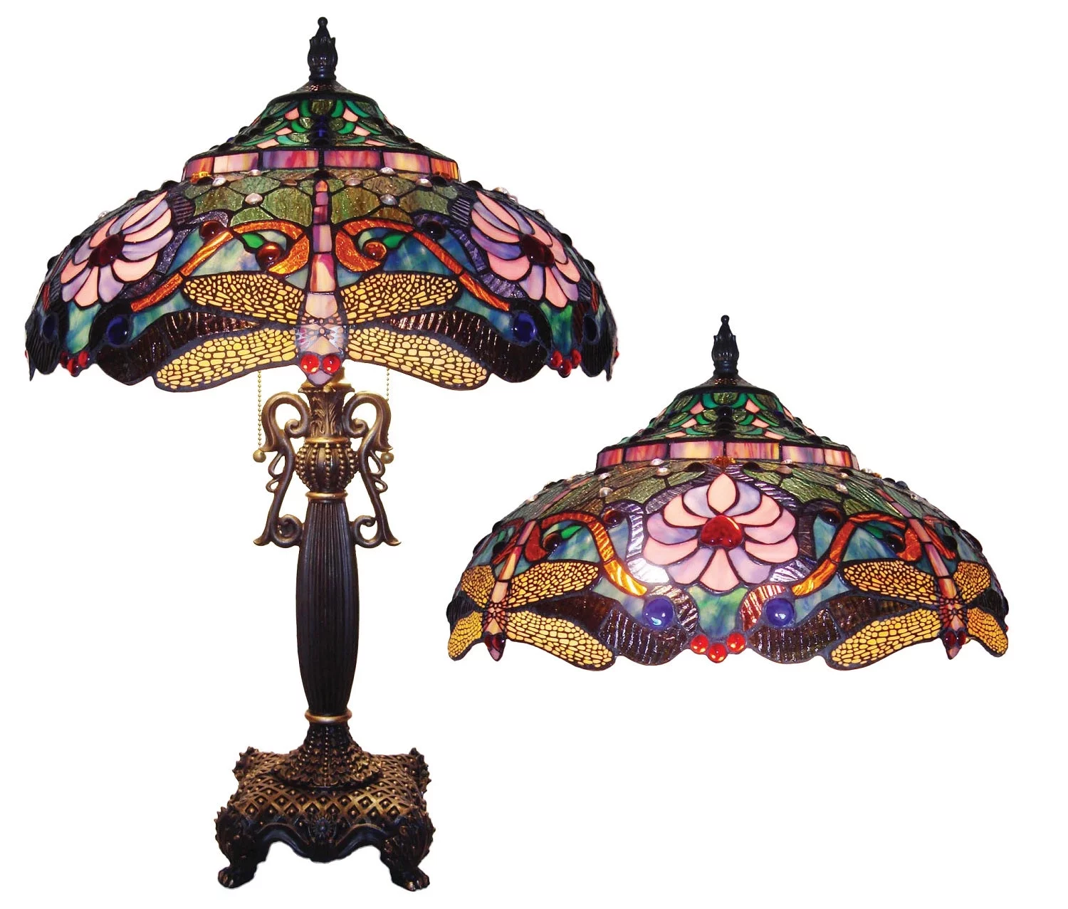RADIANCE Goods Tiffany-Style 2 Light Dragonfly Table Lamp 19" Shade