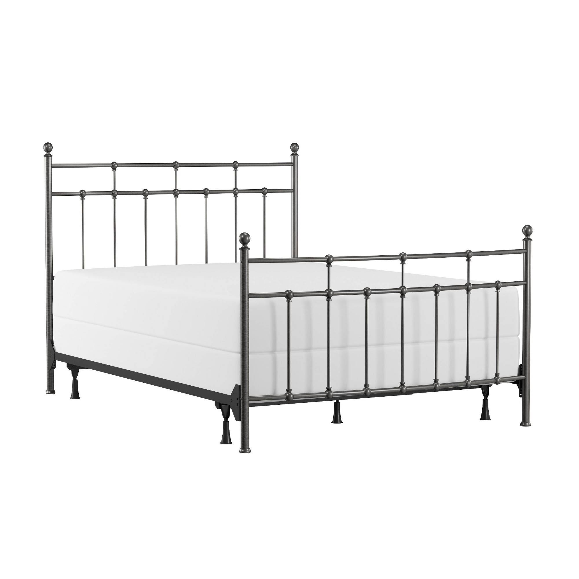 Queen Providence Metal Bed with Spindle and Casting Design Aged Pewter - Hillsdale Furniture