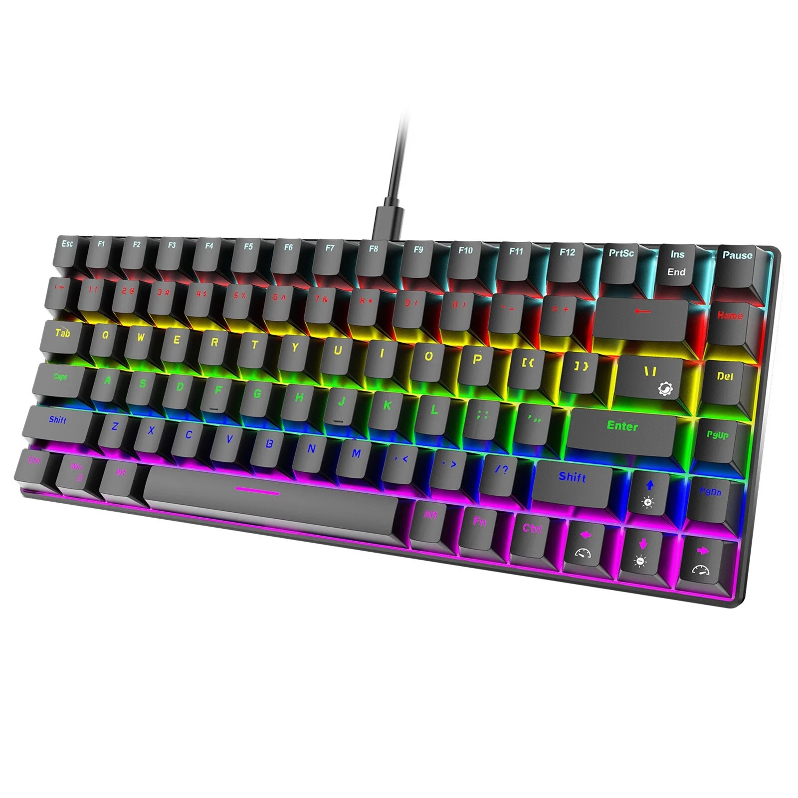 Jpgif 84 Key RBG Luminous Mechanical Keyboard USB C Wired 70% Compact Ergonomic Waterproof Keyboard For PC