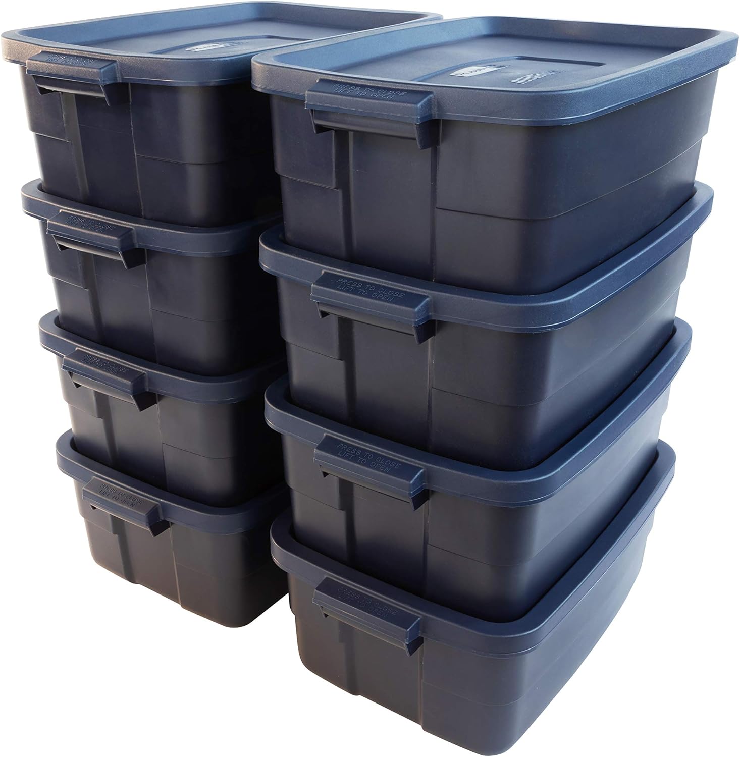 Rubbermaid Roughneck️ Storage Container, 10 Gal - 8 Pack, Dark Indigo Blue, 8 Count