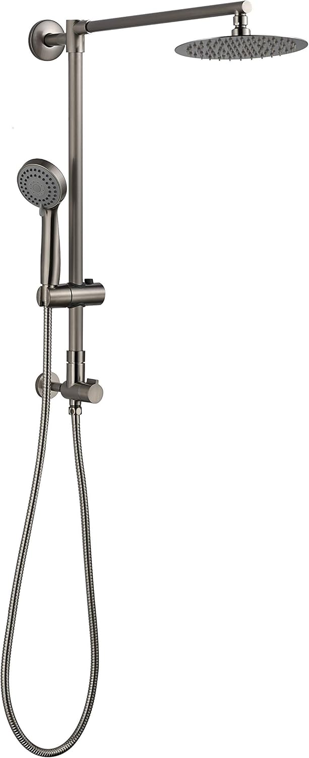 Polaris 1 Retrofit Rain Shower System, 3-Setting Handheld Shower Combo with Slide Bar, 8" Low Profile Shower Head