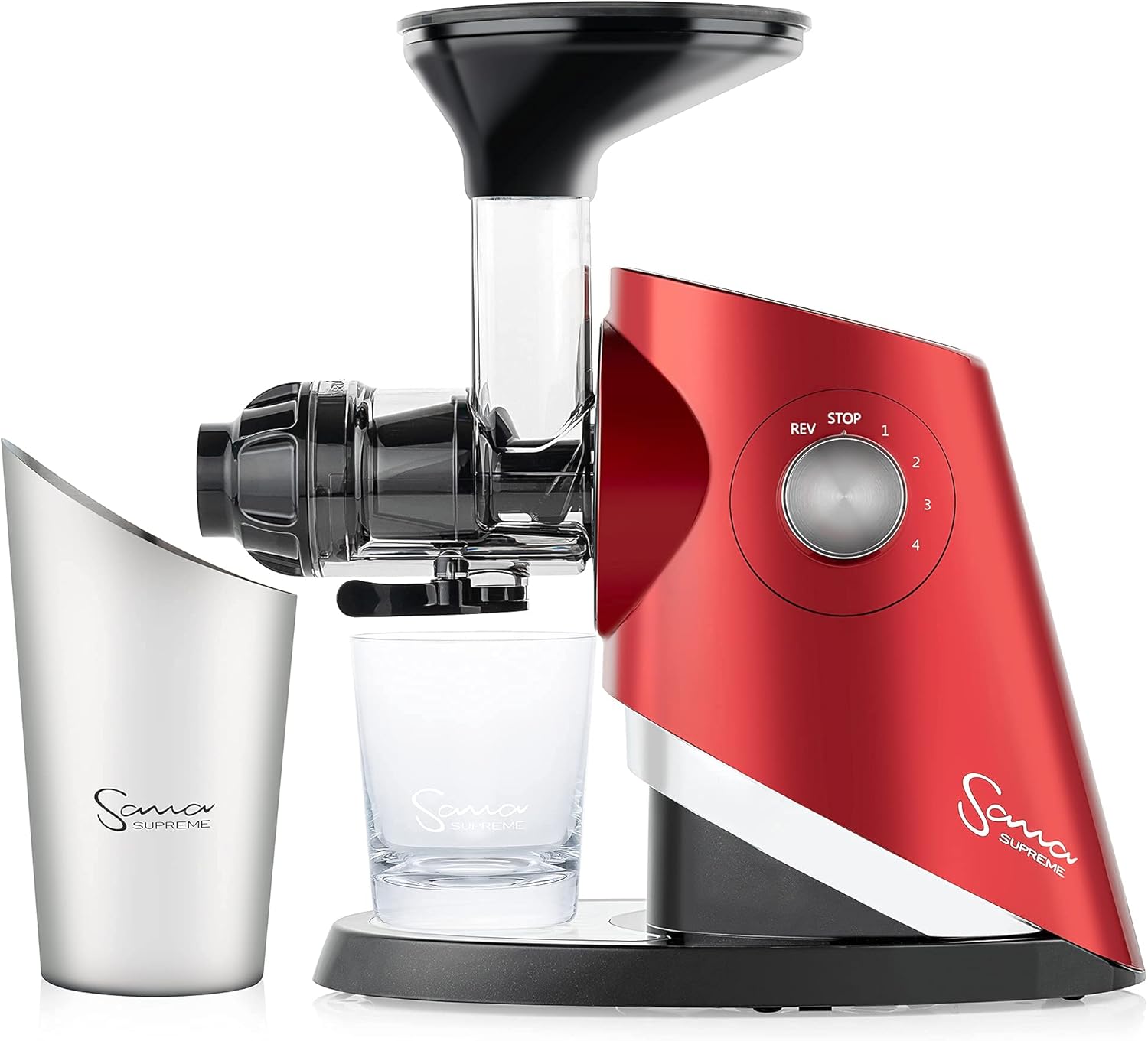 Sana 727 Supreme Cold Press Masticating Juicer | Large Batch | Non-Stop Juicing | 4 Speed Brushless DC Motor | 45-120 RPM’s | Easy clean 132 Page