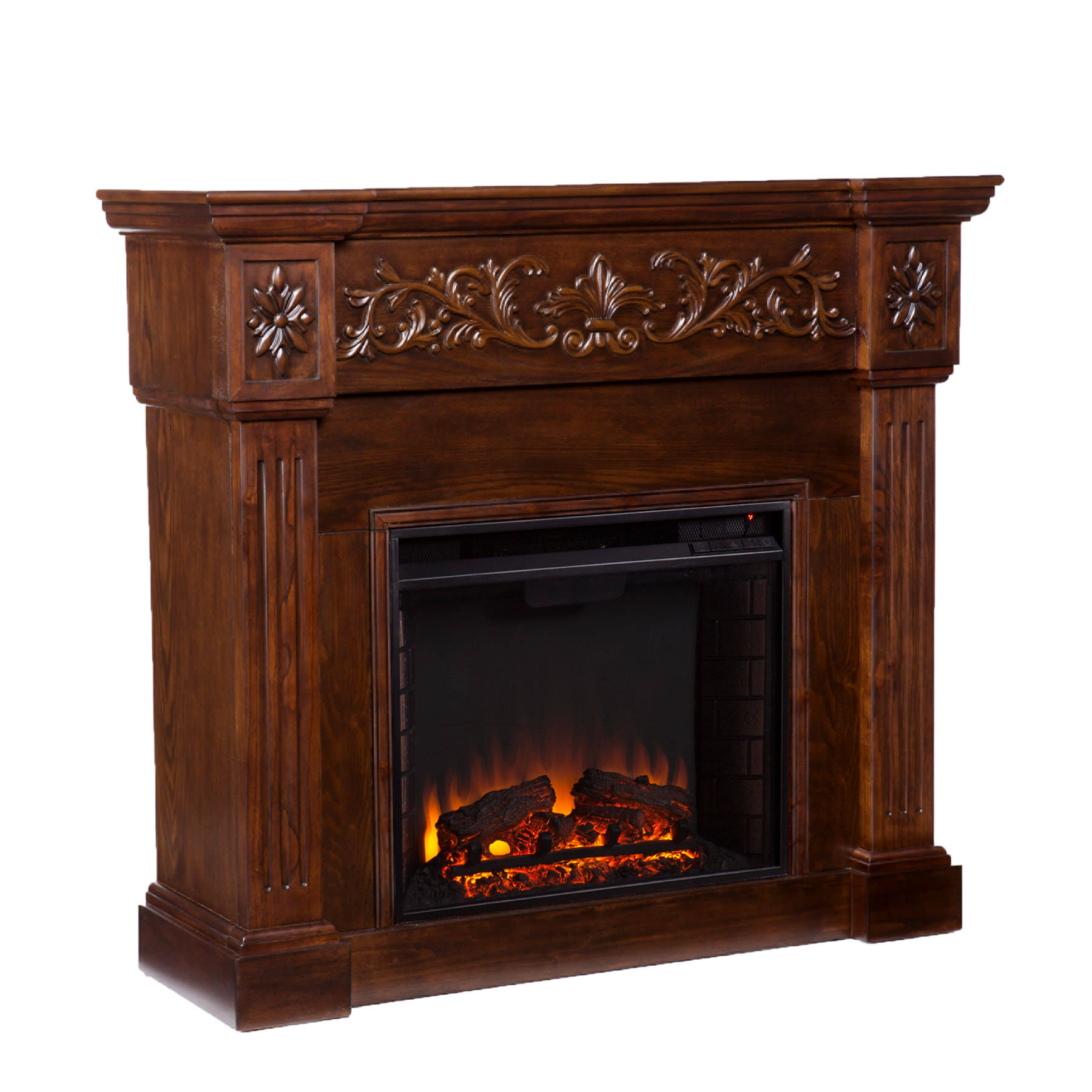 Southern Enterprises Calvert Carved Electric Fireplace, Espresso