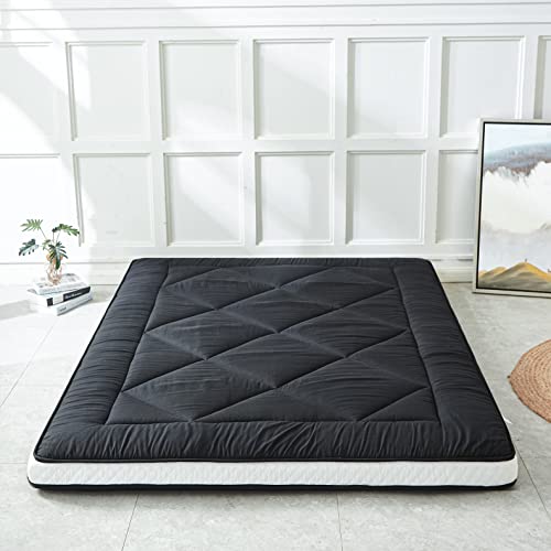 Japanese Floor Mattress Futon Mattress, Thicken Sleeping Mattress Foldable & Portable Roll up Camping Mattress, Coffee Full