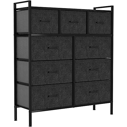 YITAHOME 9-Drawer Fabric Dresser, Furniture Storage Tower Cabinet, Organizer for Bedroom, Living Room, Hallway, Closet & Nursery, Sturdy Steel Frame