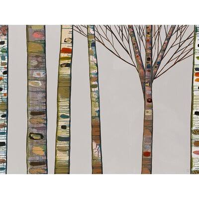 GreenBox Art &Birch Tree Branches on Light Gray& by Eli Halpin Print of Painting on Paper Size: 23x22 H x 29x22 W x 0.07x22 D