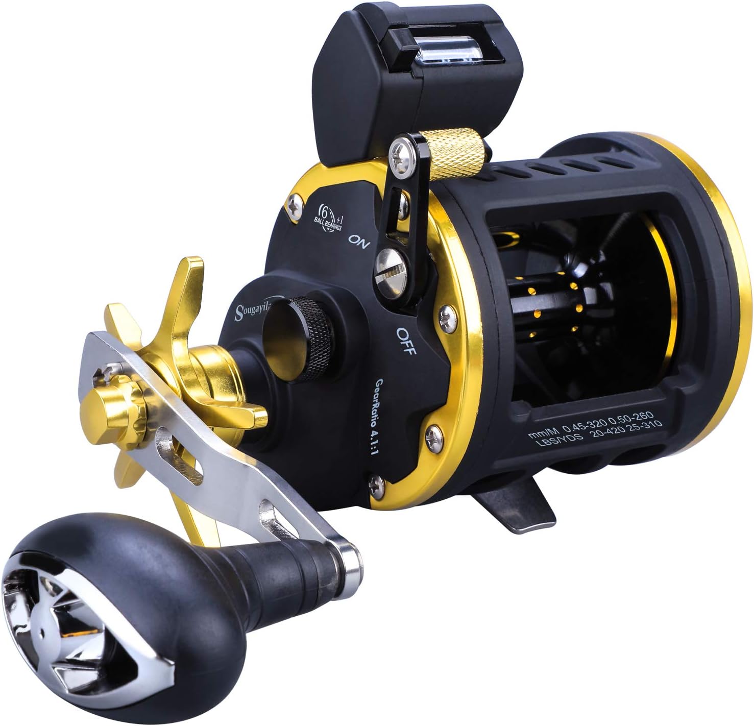 Sougayilang Line Counter Fishing Reel Conventional Level Wind Trolling Reel Pack of 2
