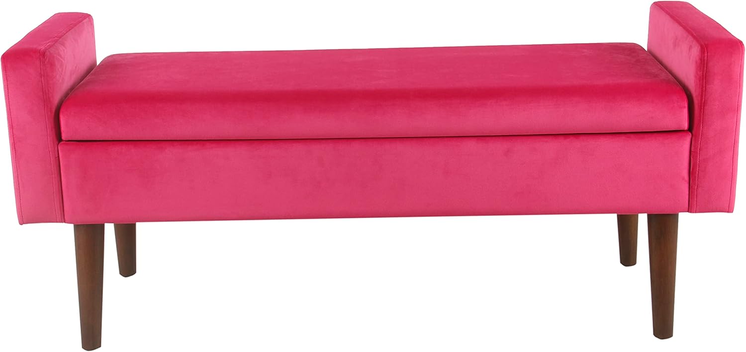 HomePop Home Decor | Upholstered Modern Velvet Storage Ottoman Bench | Ottoman Bench with Storage for Living Room & Bedroom | Decorative Home