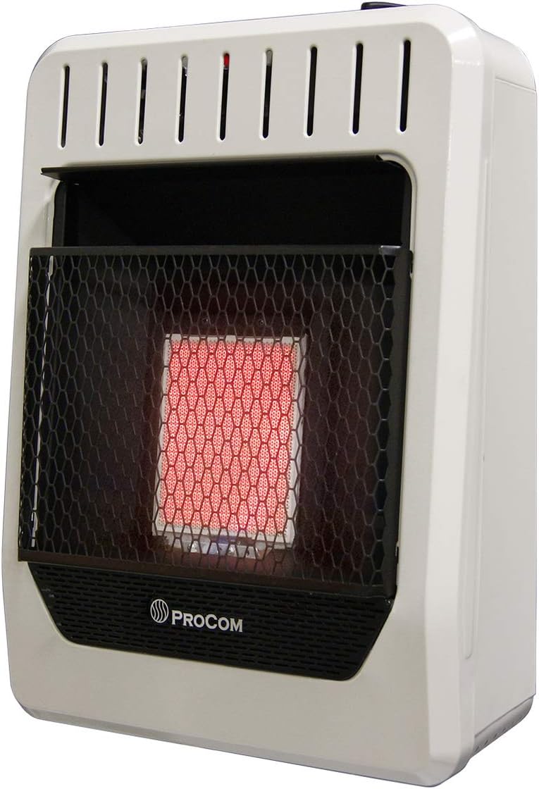 ProCom ML1PHG Ventless Propane Gas Infrared Space Heater with Manual Control for Living Room, Bedroom, Home Office, 10000 BTU