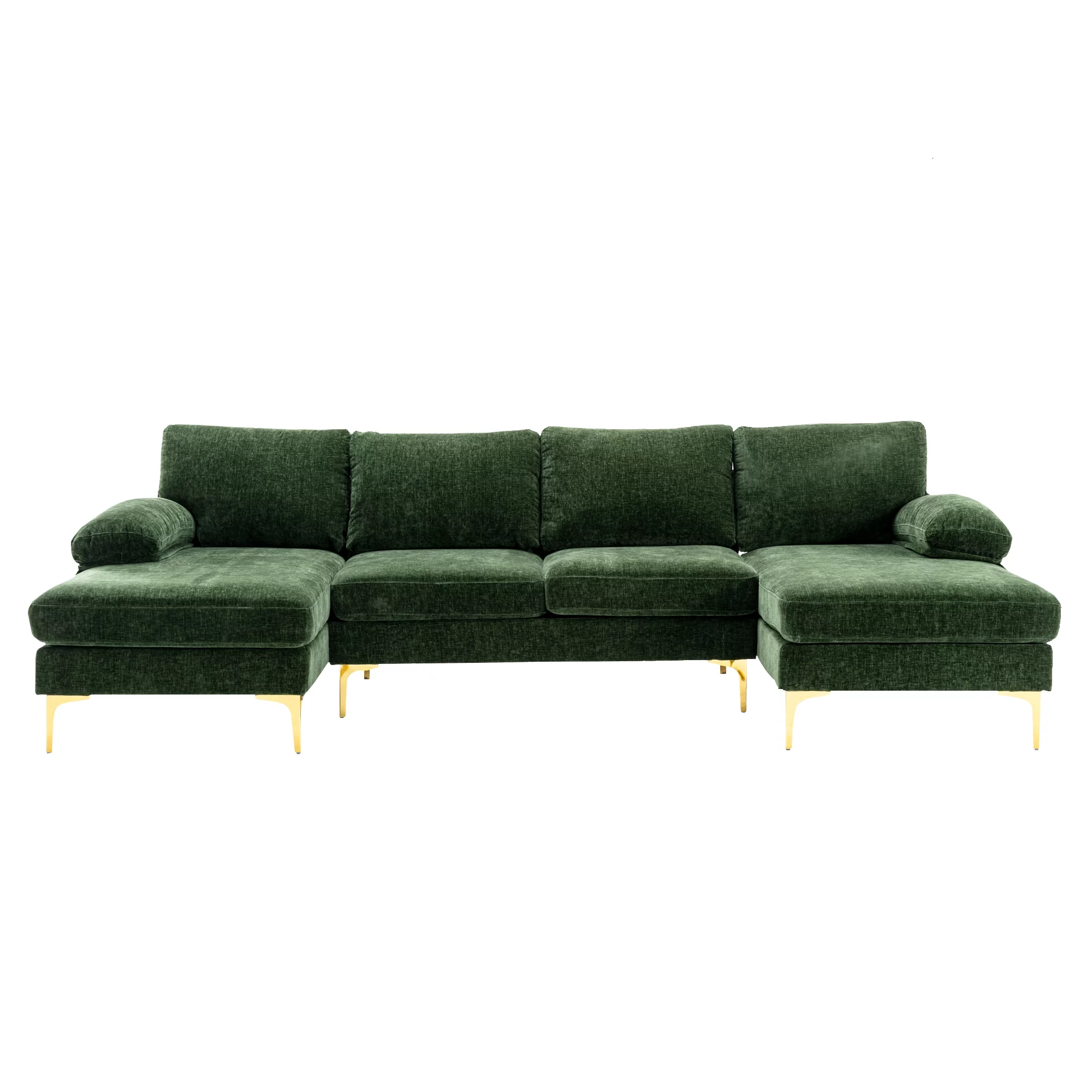 Luccalily Sectional Sofa U-Shaped Sectional Couch , Accent Sofa Recliner,with Golden Metal Legs,Mid-Century Modern Velvet loveseat Sofa