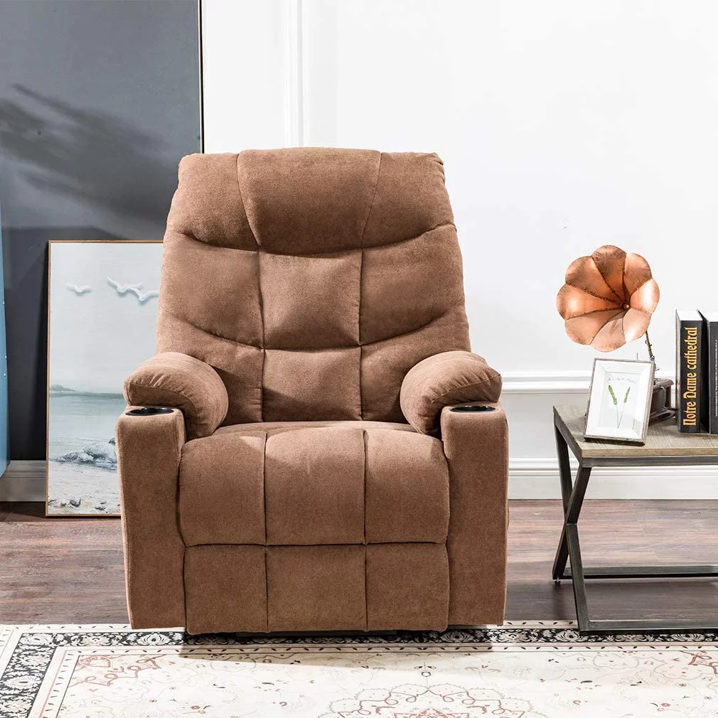 FDW Lift Chair Electric Recliner with Side Pocket and Cup Holders, USB Charge Port&Massage Remote Control for Elderly Massage Chair，Brown