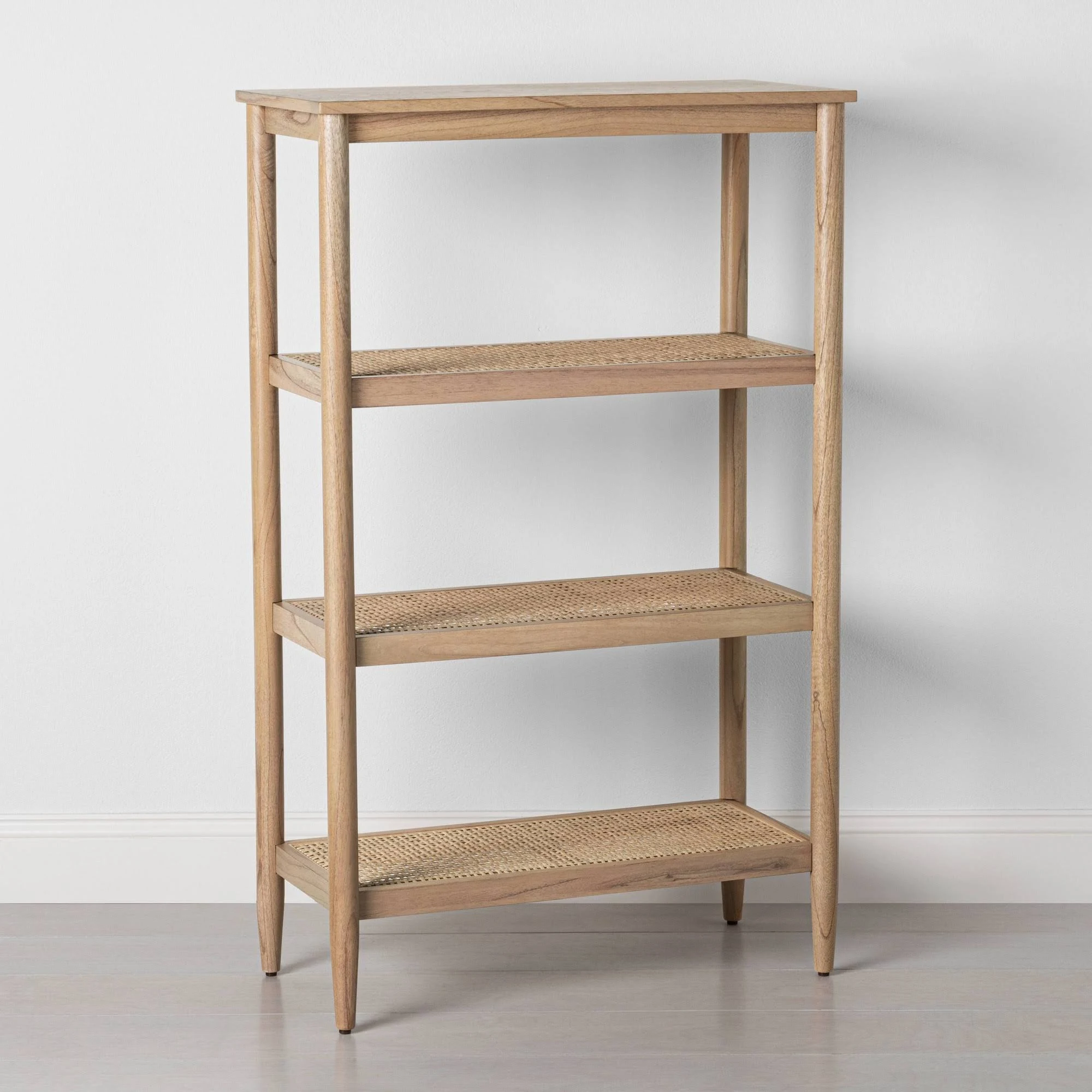 Tall 4-Shelf Wood u0026 Cane Bookcase - Hearth u0026 Hand with Magnolia