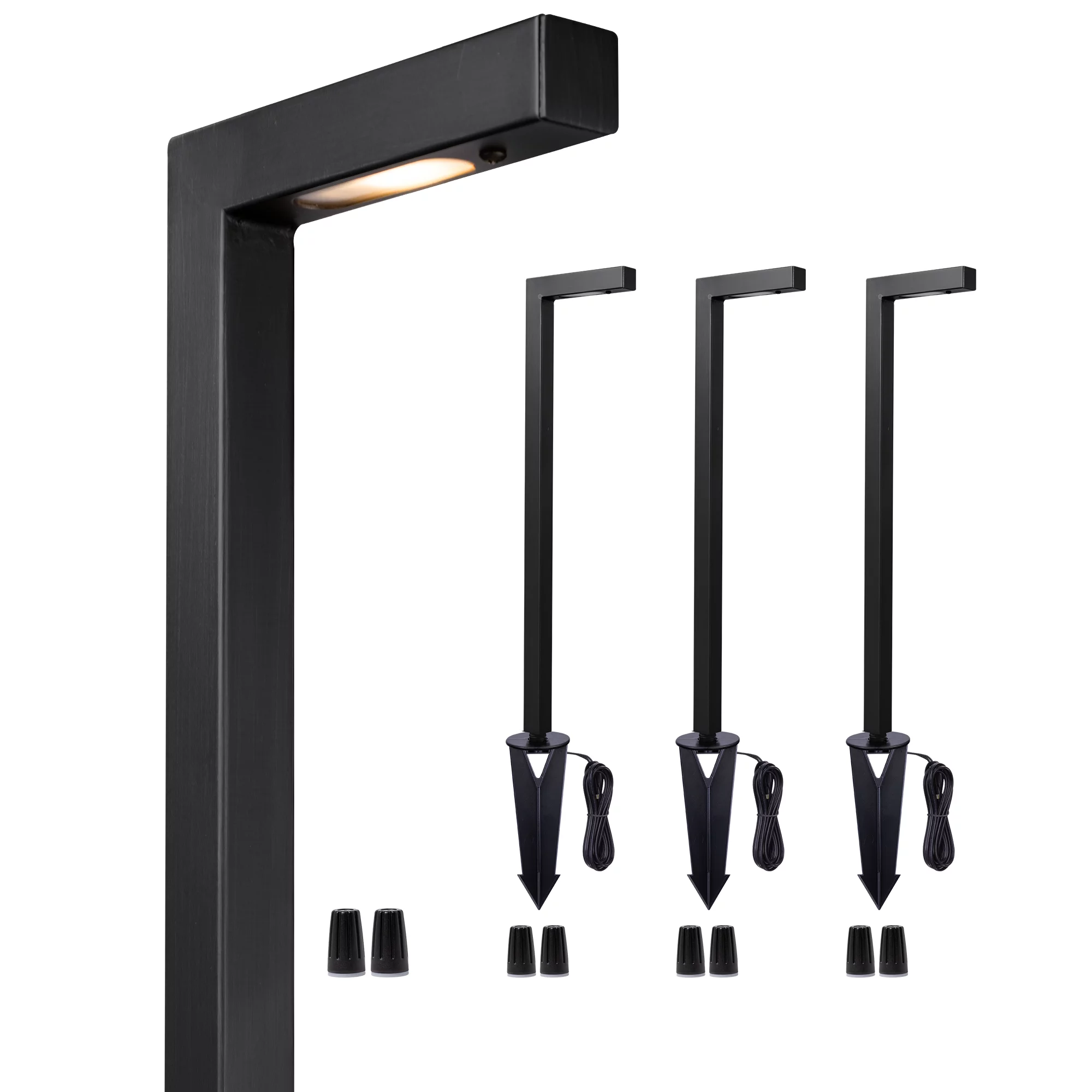 Gardenreet Brass Pathway Lights Black, Outdoor LED 12V Low Voltage Landscape Path Lights(L) for Walkway Driveway Garden Yard Without G4 Bulb(4 Pack)