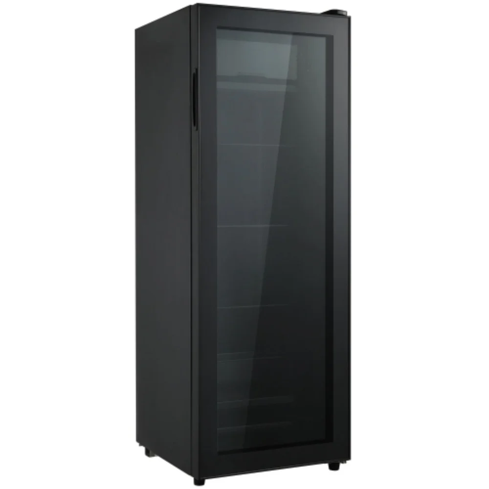 4.5Cu.ft mini fridge, 0.3Cu.ft freezer, up to 94 cans of soda, beer or wine. Silent, high-efficiency and energy-saving compressor, LED lighting