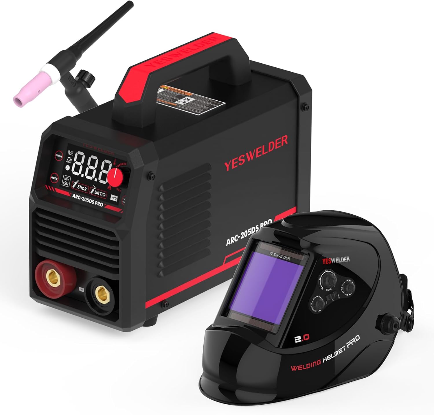 YESWELDER 205Amp Stick Welder with Lift TIG Torch